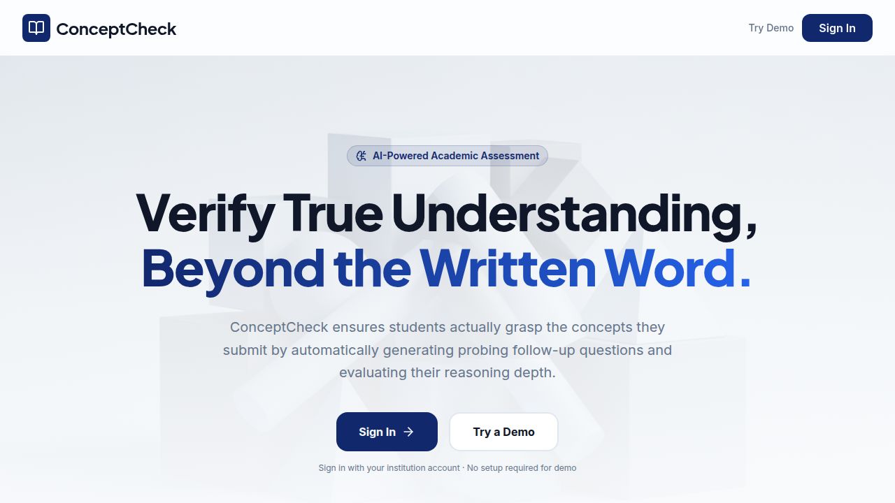 Conncept Check ConceptCheck — AI-graded concept checks and oral exams for engineering ...